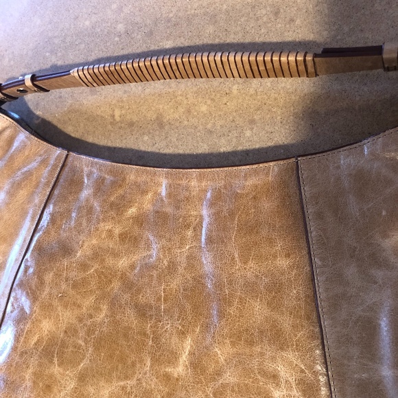 HALSTON Heritage Tan Leather and Tan Suede Hobo Handbag with Dust Bag - Picture 12 of 14